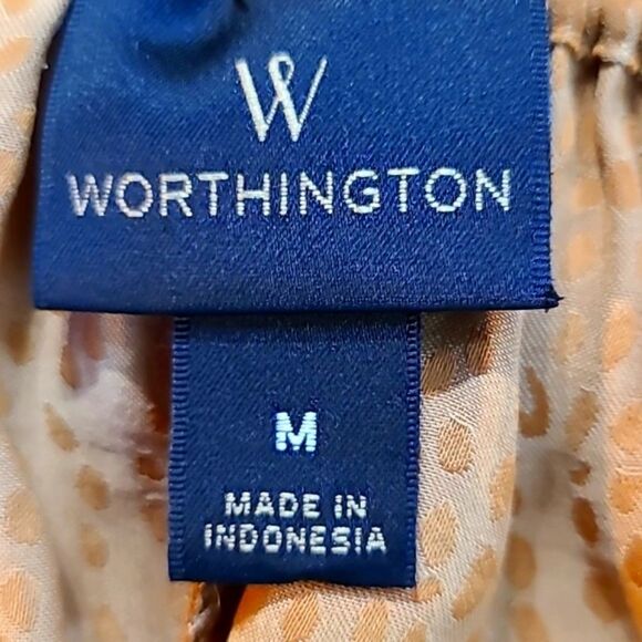 Worthington Light Orangey Tan Wide Longsleeve Pullover Blouse, Size Medium - Picture 7 of 8